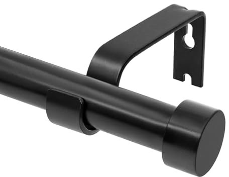 Qlfyuu Gardinenstange Vorhangstange Schwarz Ausziehbar, 50-110cm Gardinenstange mit Dekorative Endkappe, 25mm Durchmesser Gardinenstangen mit Verstellbaren Halterungen für Wohnzimmer Schlafzimmer