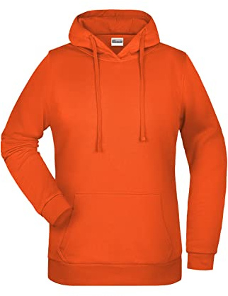 James & Nicholson Damen Basic Kapuzensweat - Leicht taillierter Kapuzenpulli mit angerauter Innenseite | Farbe: orange | Grösse: M