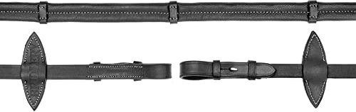 BRIDLERY Zügel Ultra-Soft Beschläge Silber, Nähte Weiß, Farbe Schwarz, Größe Warmblut/Vollblut