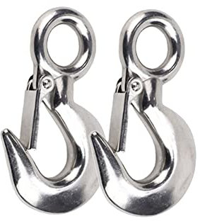 Lot de 2 crochets de sécurité en acier inoxydable avec fusible argenté 2T pour treuil, grue, chaînes forestières