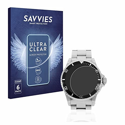 Savvies 6 Stück Schutzfolie für Rolex Submariner (no date) Displayschutz-Folie Ultra-Transparent