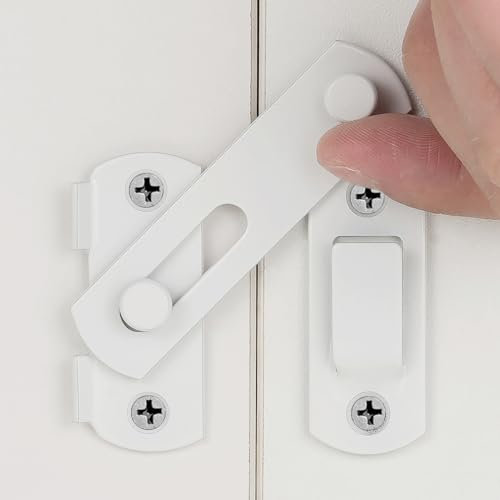 INIRET Paquete de 2 cierres para puerta de granero, 2.75 x 2 pulgadas, pestillo de puerta abatible de acero inoxidable blanco, cerradura de puerta plegable, cerradura de puerta corrediza antigua,