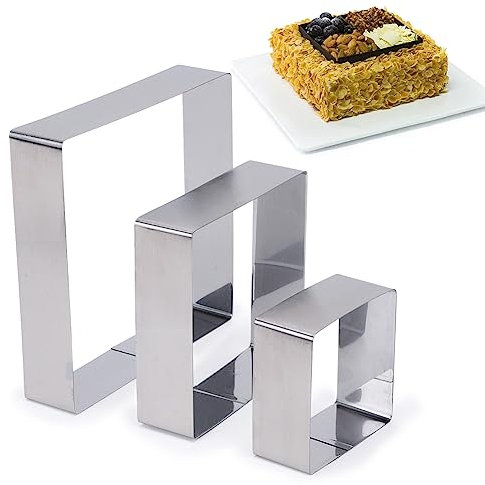 Gohytal Cadre Patisserie Rectangulaire, Set de 3 Moules à Gâteau en Acier Inoxydable, Cercle Diamètre 10/15/20CM pour Mousses et Desserts