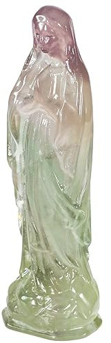KYEYGWO Fluorite Kristall Jungfrau Maria Statue, Katholische Religiöse Mutter Gottes Maria Stein Skulptur für Haus Decor, Heilstiein Heilige Madonna Figur für Prayerful Inspiration und Sammlung