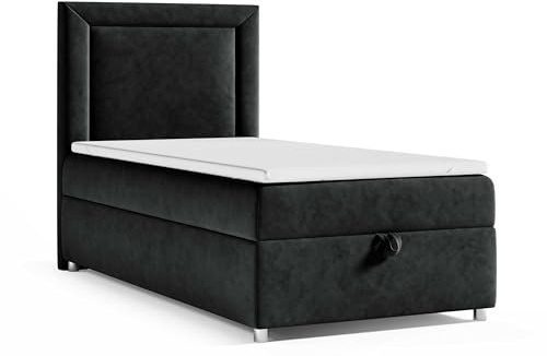 Best For Home Trinity K3 Einzelbett | Boxspringbett 80x200 Mit Bonell Federkernmatratze | Matratzentopper | Bett Mit Matratze Und Stauraum | Lieferung An Die Bordsteinkante