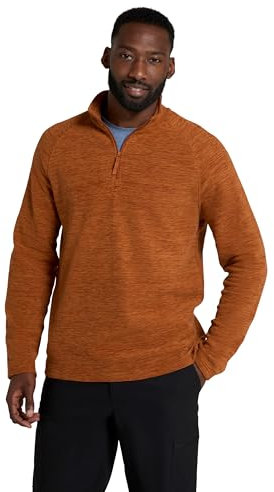 Mountain Warehouse Snowdon Mens Micro Fleece Top - Warm, Breathable, Quick Drying, Zip Collar Fleece Sweater, Soft & Smooth Pullover - For Spring Summer, Travelling, Walking Rust S