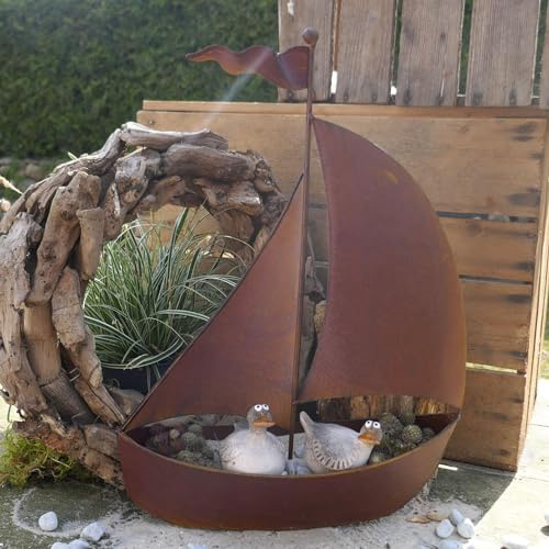 Storm's Gartenzaubereien Deko-Segelboot - Vielseitig Bepflanzbar - Metall Rostoptik - Maritime Gartendeko - Schiffsgeschenk