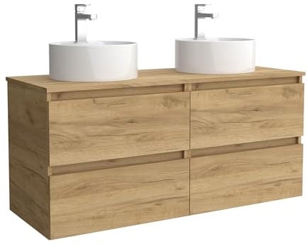 Salgar Mueble de baño Bequia 140cm + Encimera + Lavabo posar | Roble |140x45x56