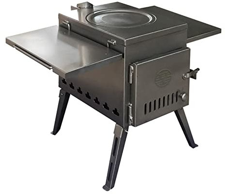 Cheminée de Jardin Poêle à bois en acier pour tente, poêle à griller, poêle à bois de camping portable pour l'intérieur et l'extérieur pour la cuisine, le camping, la pêche, le pique-nique,