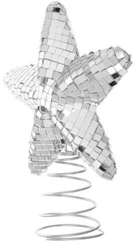 Warmhm Disco-baumkronenstern Weihnachtsbaumspitze Stern Halloween-baumspitze Disco-Kugel-weihnachtsbaumspitze Weihnachtsbaum Stern Urlaub Baumstern Discokugel-baumschmuck Glas Silver