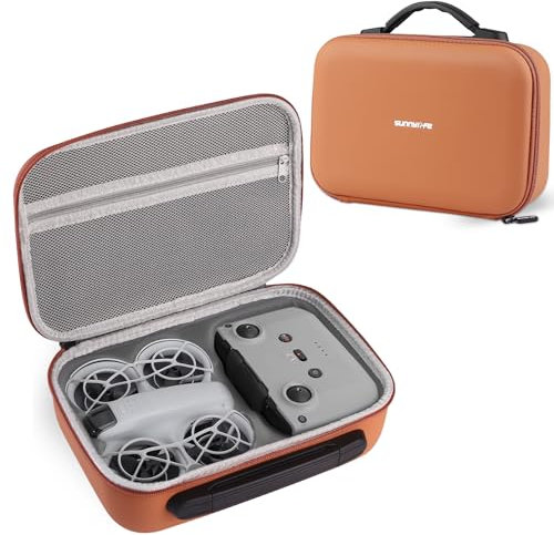 Carrying Case for DJI NEO, PU Porable Travel Storage Bag for DJI Neo Drone and Accessories, RC-N3 Remote Controller Drone Battery Charging Hub with PU Leather and EVA Protective(Orange)