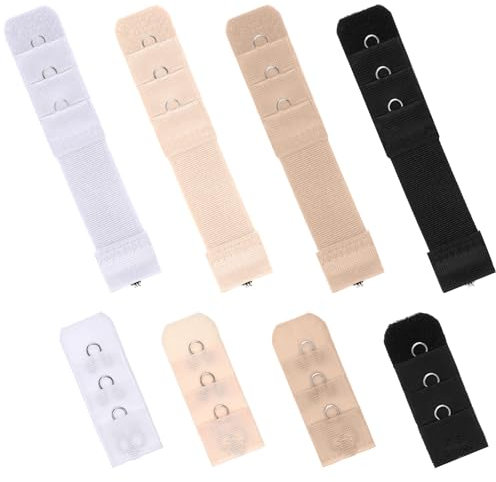 Aiyorse 8 Pack Women's Bra Extenders, 1 Hook 3 Rows Elastic Bra Extension Straps, Soft and Stretchy Back Bra Extenders for Comfortable Fit