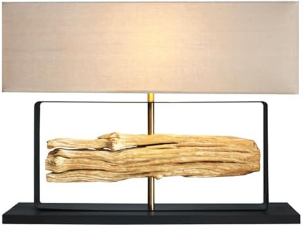 Riess Ambiente Handgefertigte Tischlampe ROUSILIQUE - 80cm - Natur Eisenholz - beige mit Lampenschirm