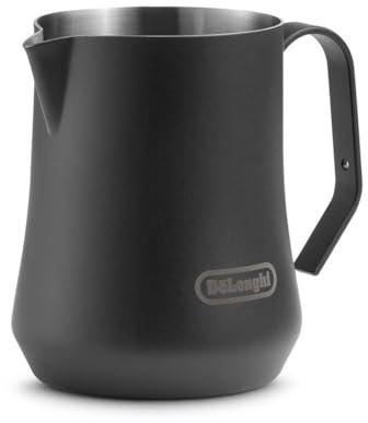 De'Longhi Pichet à mousse de lait, en acier inoxydable noir mat, 500 ml