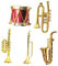 Alasum 5St simuliertes Musikinstrument Musikinstrumente Miniaturen Mini-Trompetenmodell kinderinstrumente Instrument Musikspielzeug für winzige Dinge Plastik Golden