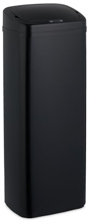 Relaxdays Poubelle automatique, 40 litres, à capteur, Couvercle électrique, support pour sac, cuisine, en Inox, noire