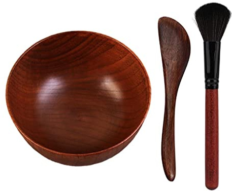 Face Mask Mixing Bowl Set,Wooden Diy Face mask Mixing Tool Kit,With Facial Mask Bowl,Spatula,Brush Applicator,Beauty Tool
