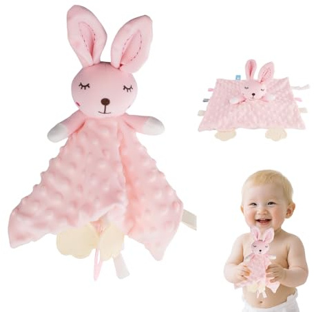 STEFUEWILL17 Schnuffeltuch Baby – Neugeborenen Geschenk Und Baby Spielzeug Für Junge Oder Mädchen, Schmusetuch Mit Hase Oder Elefant Als Stofftier, Kombiniert Mit Weicher Babydecke