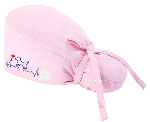 Unisex-OP-Haube, Verstellbare Atmungsaktive Medizinische Baumwollhaube, Nahtlose Abdeckung Für Perfekten Sitz Mit Bändern Geeignet Für Krankenhäuser, Labore Und Apotheken (Rosa)