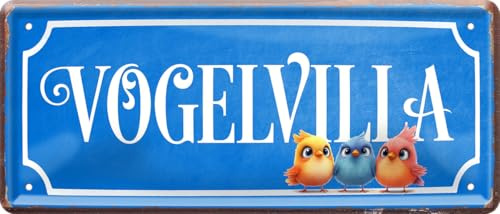 schilderkreis24 blechschild 28x12 cm – spruch vogelvilla – garten vogelhaus deko geschenkidee