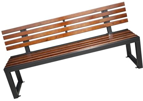 YPAPBHT Parkbank mit Rückenlehne aus massivem Holz, quadratisch, for den Außenbereich, Gemeinschaftsgarten, rostfrei, wasserdicht, Lange Bank(150cm)