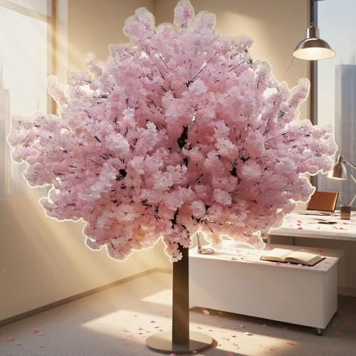 AUTUMFLATGAO Künstlicher Kirschblütenbaum, Rosa Sakura Baum Mit Holzstamm Und Rosa Blüten, Handgefertigte Künstliche Japanische Kirschblüten Deko Für Drinnen Und Draußen 1.8×1.8m