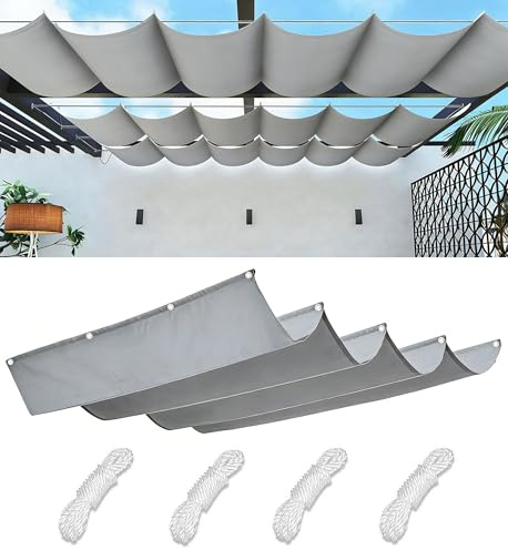 Tenda a Vela Ombreggiante a Onda Retrattile Impermeabile Protezione Raggi UV 95% Tenda da Sole Poliestere Antistrappo con Corde per Giardino Balcone Piscinae Terrazza 1.5x2.5M Grigio chiaro
