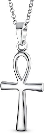 Bling Jewelry Collier Pendentif Croix Égyptienne Ankh Religieuse Unisexe De Grande Taille Pour Femmes Hommes Et Adolescents En Argent Sterling Poli .925