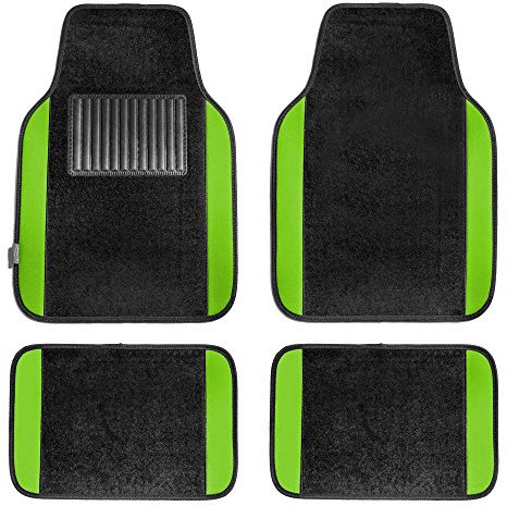 FH Group F14407GREEN Universal Fit Premium Carpet Green Auto-Fußmatten passend für die meisten Autos, SUVs und Trucks mit Fahrer-Fersenpolster, komplettes Set