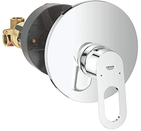 GROHE BauLoop - Einhand- Brausebatterie (Fertigmontageset, Temperaturbegrenzer, varible Mengenbegrenzung), chrom, 29080000