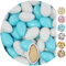 EinsSein 1kg dragées mariage amandes Conchiglia Mix blanc-bleu clair perle| dragees baptême, communion, célébrer, fête, candybar | Cadeaux pour les invités mariage | Bonbon aux Amande | Badem sekeri