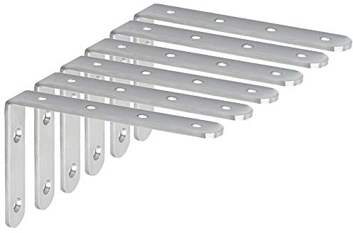 Mooche 6PCS Brushed Shelf Brackets 150mm, Metal L Bracket for Shelves | Wall Mounted Shelf Supports Brace Heavy Duty for Living Room Kitchen Office (150MM×100MM×19MM)