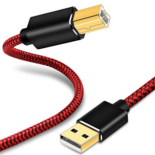 Youii 6m USB 2.0 Printer Cable - Premium Durable Type A Male to B Male for HP, Canon, Dell, Lexmark, Xerox and More