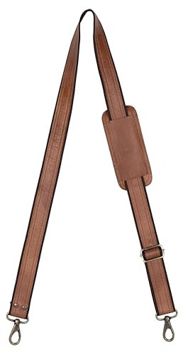 Hell Blues Bag Strap Replacement - Genuine Leather Double Layered with Brass Swivels Adjustable 57 Shoulder Strap for Messenger, Laptop, Camera, Travel Bags (Tan Brown)
