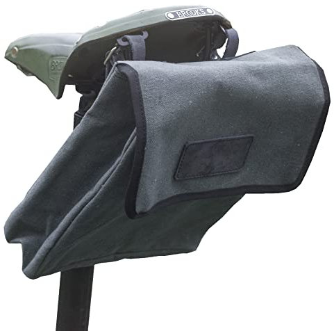 Medium Canvas + Leder Satteltasche Lenkertasche Rahmentasche für Fahrrad oliv grau (schwarz)