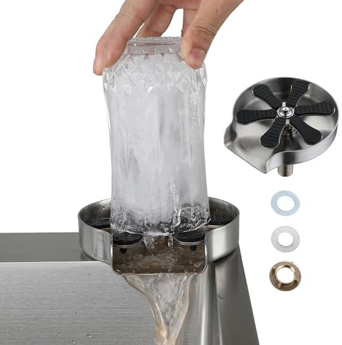 Bretoes Lavavajillas de cristal para fregadero, lavaplatos rápidos para copa de vino, vaso de agua, biberón, taza, accesorio para fregaderos, fácil instalación (acero inoxidable)