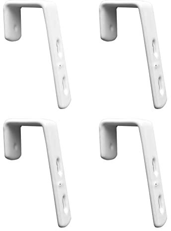 Mewuthede - 4 ganci per scale in ferro da stiro, rivestiti in PVC, in acciaio inox, con ganci ad angolo, per ferramenta, resistenti, ganci per garage, per letto a soppalco, colore: bianco