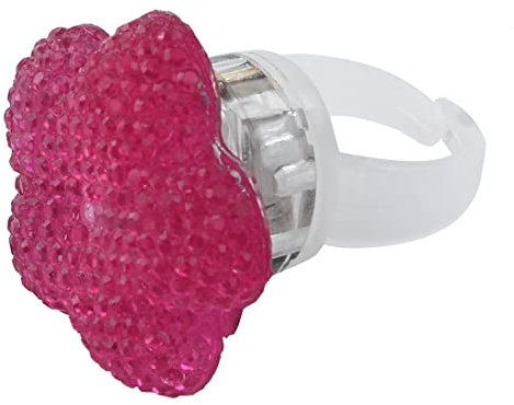 Ruilogod Chica plástico forma floral brillo brillo abrir decoración anillo tenedor US 5 3/4 rosa