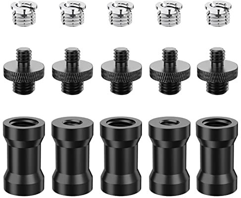 Rigych 15 Pièces Adaptateur Caméra à Vis 1/4 à 3/8 Filetage Convertisseur Vis Adapteur pour Trépied, Trépied Appareil Photo, Monopode, Cage de Caméra, Ttête à Rotule, Lampe Vidéo Reflex DSLR