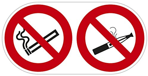 Exacompta 67111E Rauchen und E-Zigaretten verboten Hinweisschild 30x15cm mit Aufhänger aus UV-beständigem PVC Schilder Warnhinweis Sticker Aufkleber Türschild