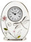 Widdop Glass Floral Mantel Table Clock w/Dragonfly Handpainted 16cm