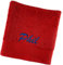 Schnoschi Handtuch mit Namen oder Wunschtext Bestickt, personalisiertes Duschtuch, individuelles Badetuch, Saunatuch oder Gästehandtuch mit Initialen, 100% Baumwolle, 50 x 100 cm rot