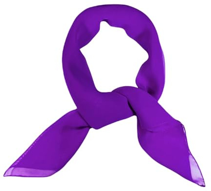 WESTEND CHOICE Square Chiffon Scarves Women Plain Neck Scarf 50s Retro lightweight Bandana Wrap Square women's scarves 65 x 65 cm (Purple)