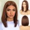 PORSMEER Auburn Braune Perücke Kurze Gerade lace hairline front wig Bob Perücken Mittelscheitel für Frauen Wear and Go Glueless Wig Natürliche Kunsthaar für Tägliche/Fasching