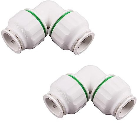 Pipestation Lot de 2 raccords à emboîter de 15 mm | Raccords de plomberie de 15 mm pour tuyaux en plastique PEX PB de 15 mm | Raccords Pushfit de 15 mm pour plombier (coude égal de 15 mm)