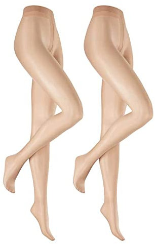 Hudson Damen Strumpfhosen Simply Shine 15 2-Pack transparent schimmernd Cashmere 0054 48-50