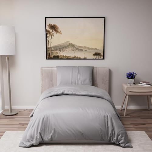 Dreamzie - Bettwäsche Set 135x200 cm mit 1 Kissenbezügen 80x80 cm Anthrazit - Bettbezug 135x200 Einzelbett aus 100% Mikrofaser - Zertifiziert ohne Chemikalien (Oeko TEX)