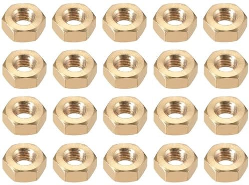 NACX M8 Brass Hex Nuts, Coarse Thread Hexagon Machine Screw Nut, High-Strength Metal Hexagonal Machine Nuts, 8mm Thread Inner Diameter, 20PCS
