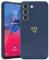 Lafunda Handyhülle Kompatibel mit Samsung Galaxy S21 FE 5G hülle UltraDünn Silikonhülle süß Liebesherz Schutzhülle stoßfest Case Back Cover mit Fallschutz für Samsung Galaxy S21 FE 5G Dunkelblau