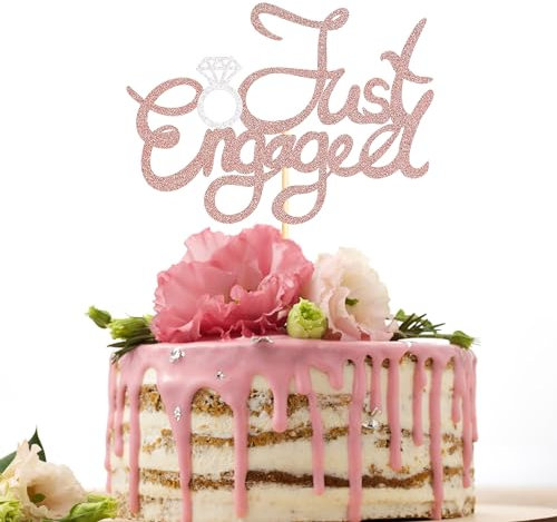 Sotpot 1 Pack Just Engaged Cake Topper, Rose Gold Glitter We're Engaged Cake Pick Engagement Party Decorations Bridal Engagement Wedding Cupcake Decoration Party Supplies